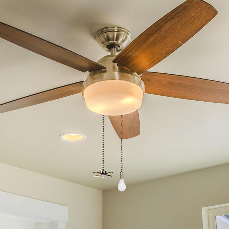 2pcs Ceiling Fan Pull Chain Beaded Ball Extension Chains With Light Bulb Fan Pulls Set With Connector Ceiling Light Supplies