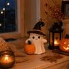Resin Halloween Ghost With Pumpkin Ornament Mini Desktop Decor For Desk Window Sill Holiday Photo Prop Gift