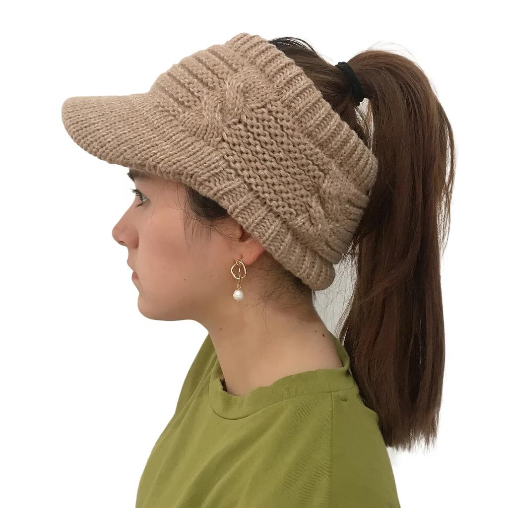 Beanie Tail Winter Warm Knit Messy High Bun Pferdeschwanz Hüte Visor Beanie Cap Outdoor Messy High Bun Cap Kreis Schals