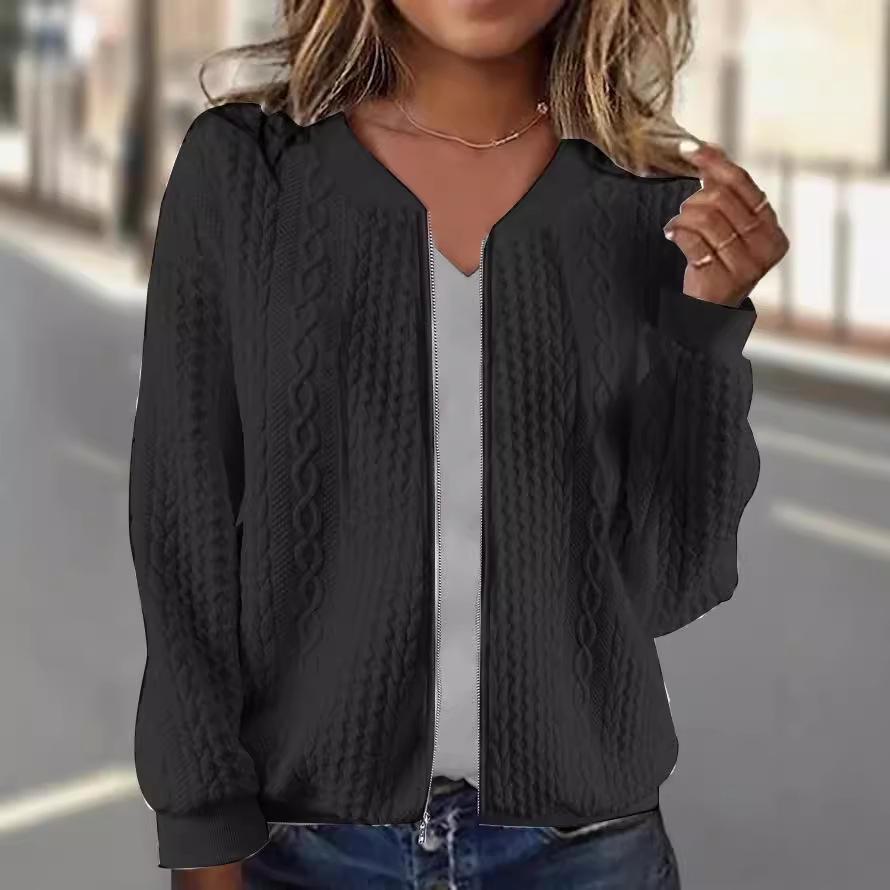 2023 Women's Jacquard Casual Long-Sleeve Short Jacket