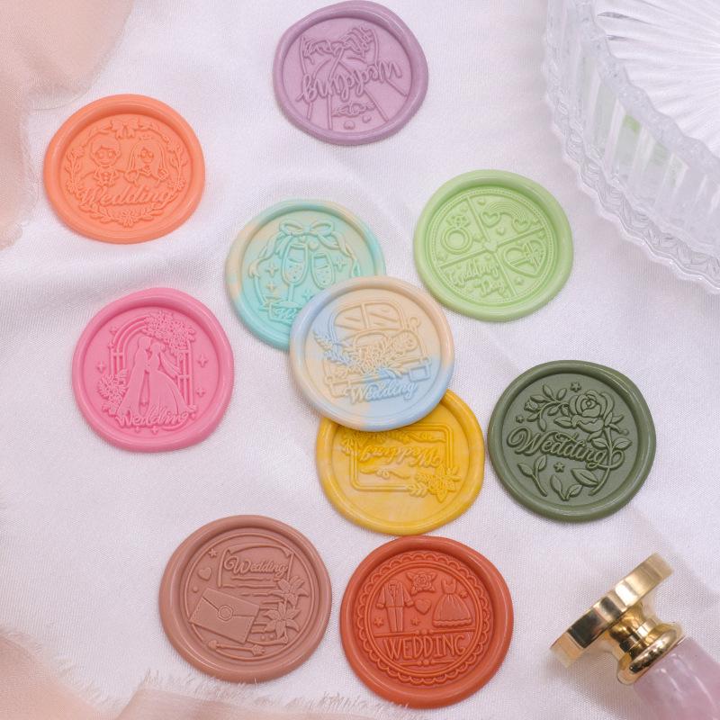 Wedding Series Round Wax Seal Stamp Head - Copper Handmade Letter Sealing