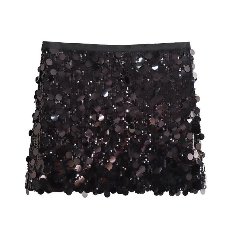 Summer New Product Women's Clothes French Sequin Design Casual A- line High Waist Short Hip-Hugger Skirt 3920139
