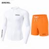 Heren UV-Bescherming Rash Guard Set Lange Mouw Zwemshirt Sneldrogende Boardshorts Snorkelen Surfen Kajakken