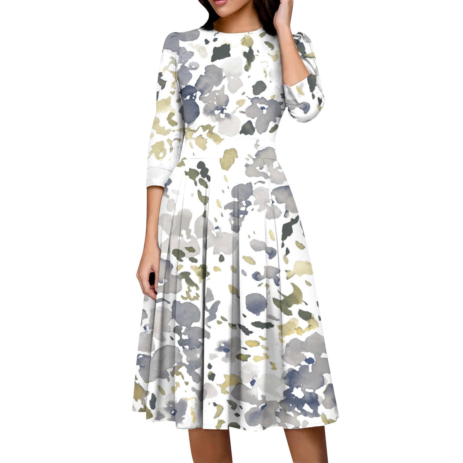 

Женское повседневное и модное платье с карманом на рукаве 3/4 и молнией сзади XXL