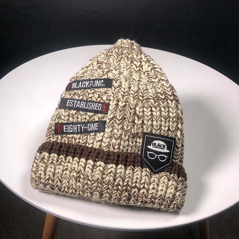 

Модная унисекс вязаная шапка с вышивкой, шапка-бини, хип-хоп шапка, вязаная Kahki