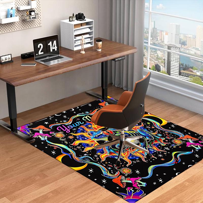 1PC Custom Name Psychedelic Cosmic Frog Theme Floor Mat Ideal for Living Room, Game Rooms, Office, Bedroom, Floor Mat Playful Design