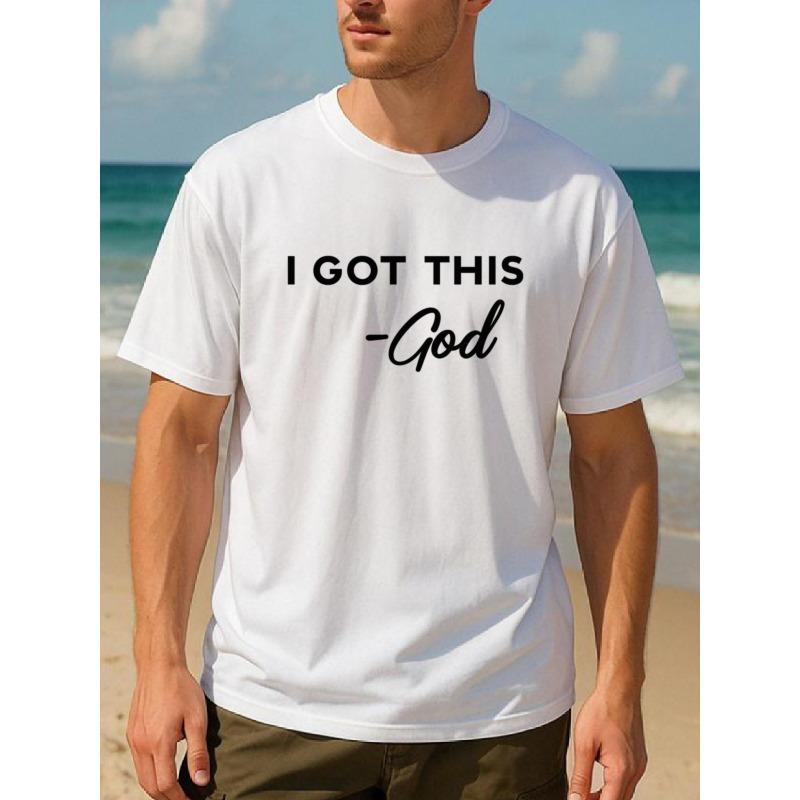 European Sizes Faith Encouragement Theme Text, Suitable for Outdoor Sports, Weekend Casual Wear, Casual Short-sleeved T-shirt