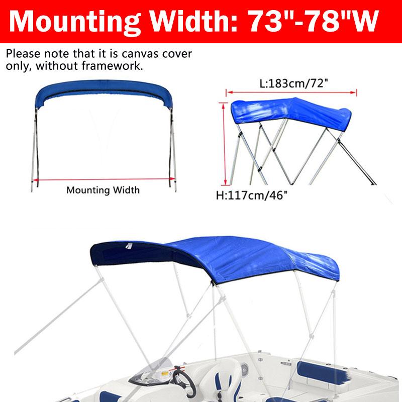 Waterproof 600D 3 Bow Bimini Top Boot Cover No Frame Yacht Boat Cover With Zipper Anti UV Dustproof Cover Marine Accessories