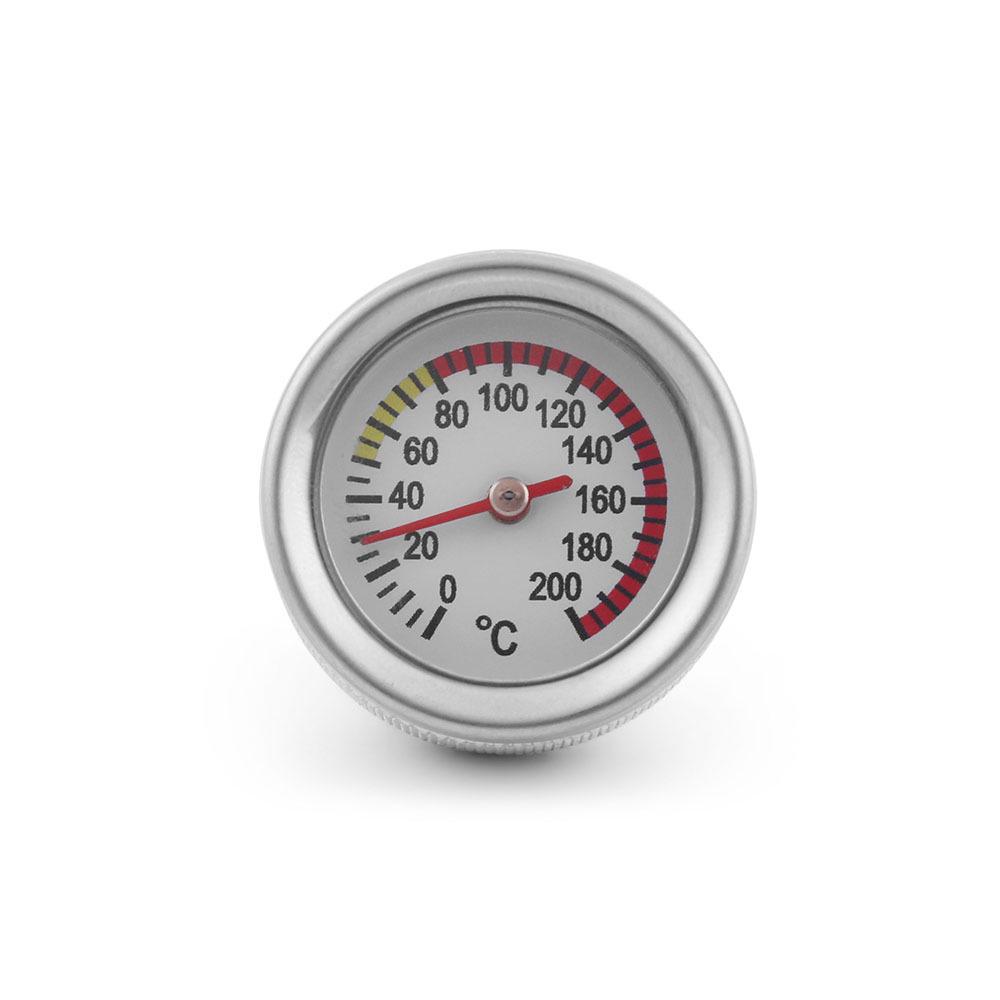 Motorcycle Fuel Tank Cap with Oil Temp Gauge (0-200℃), M20x1.5/M20x2.5, Black/Silver.
