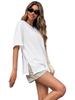 Women's Oversized Short Sleeve T Shirt Crew Neck Loose Basic Top with Side Slits