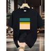 Retro Color Stripes Graphic Tee Men Casual Crew Neck Pure Short Sleeve T-Shirt