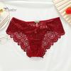 Underpants Women Briefs Hollow Out See-through Lace Thin Bow-knot Sexy Panties Mid Waist High-elasticity Lady for Daily Wear