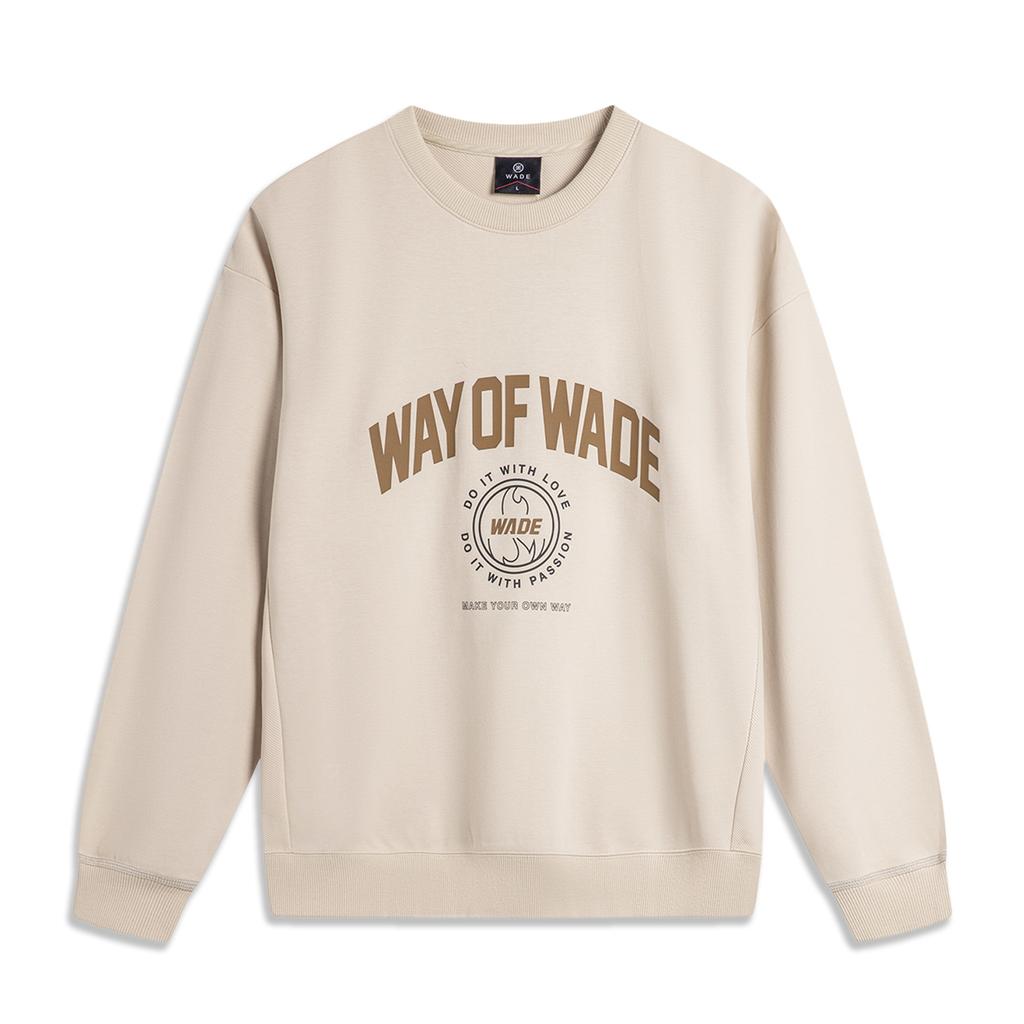 Li Ning Basketball Series Pullover Round Neck Loose Long Sleeve Sweatshirt Men Sweatshirt Oatmeal-Gray AWDU277-6