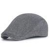 Retro Newsboy Cap Men Autumn Winter Herringbone Duckbill Hat Tweed Flat Peaked Beret Hat Women Painter Gatsby Driving Cap