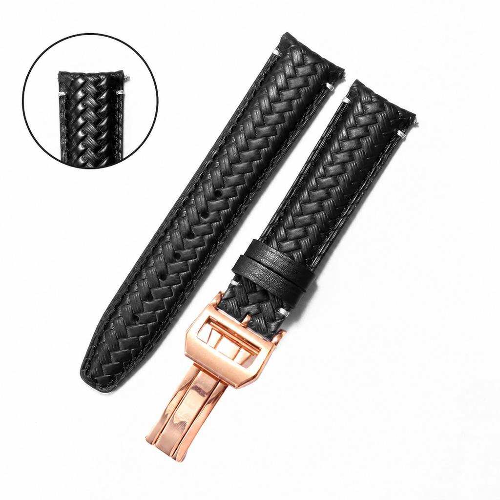 FOR IWC Watch Strap Knit Pattern Curved End Replacement Band for Portugieser Chronograph Portugieser 7 Portofino Pilot Watch