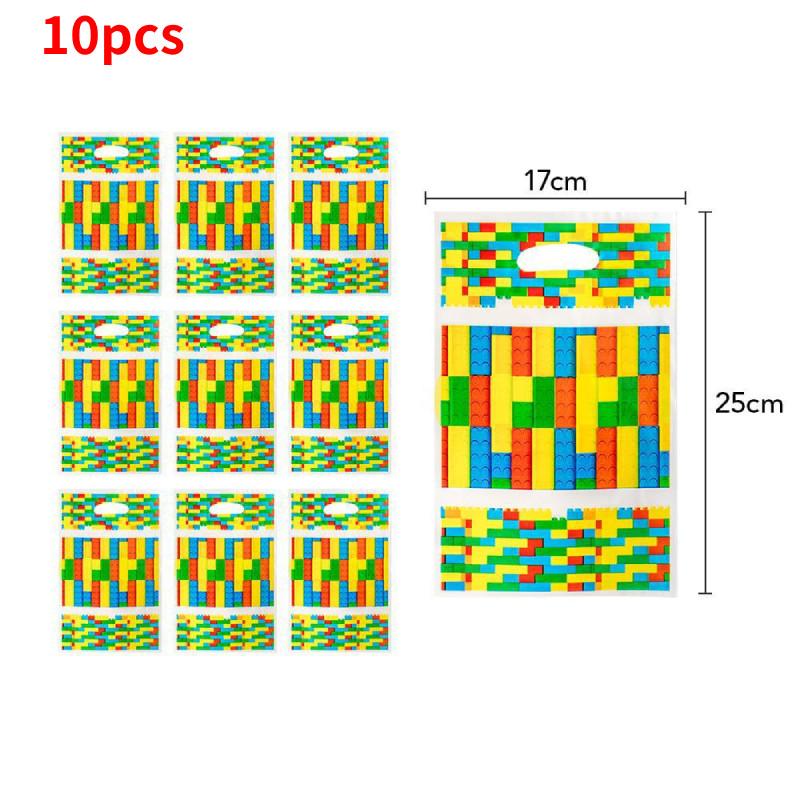 

Набор посуды для дня рождения с ярким узором из строительных блоков, мультяшная тарелка, чашка Gift Bags