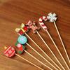 100Pcs Festive Christmas Fruit Skewers Santa Snowflake Tree Disposable Bamboo Skewers For Parties Desser