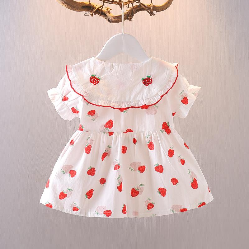 Cute Strawberry Print Dress For Toddler Girls Summer Princess Baby Girl Casual Sundress Party Outfit