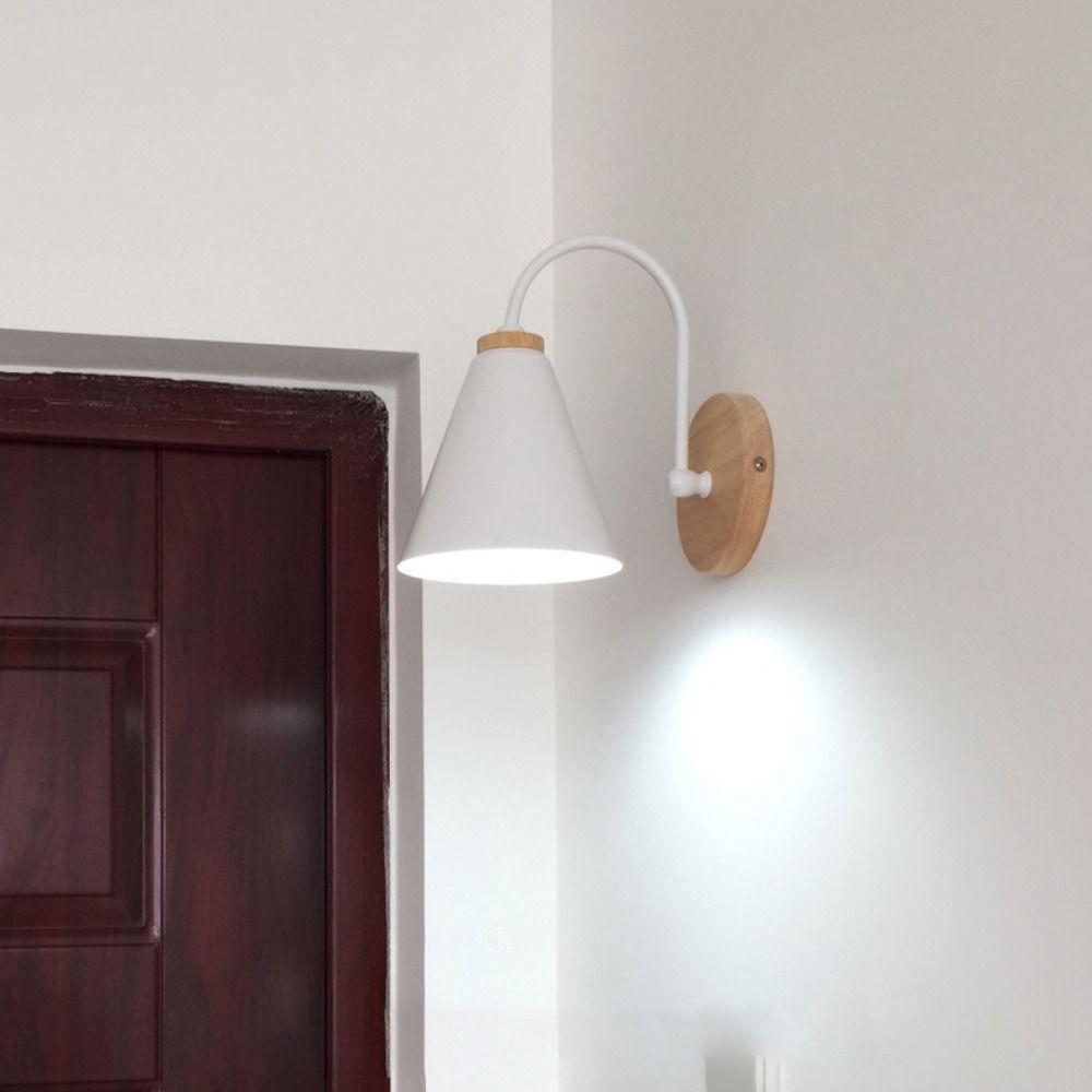 Wall Decor Modern Nordic Bedroom Wall Lamp Solid Color Wood Bedside Wall Light