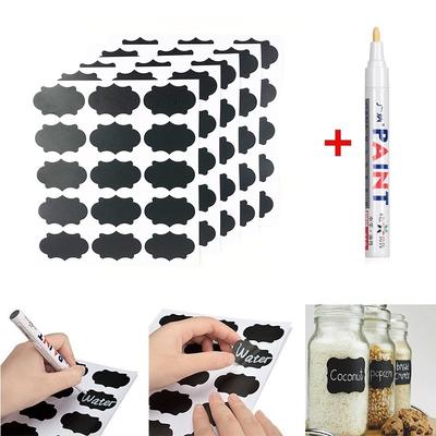 30/60/120 Pcs Waterproof Chalkboard Jam Jar Bottle Tags Blackboard Label Marker Pen Labels Stickers