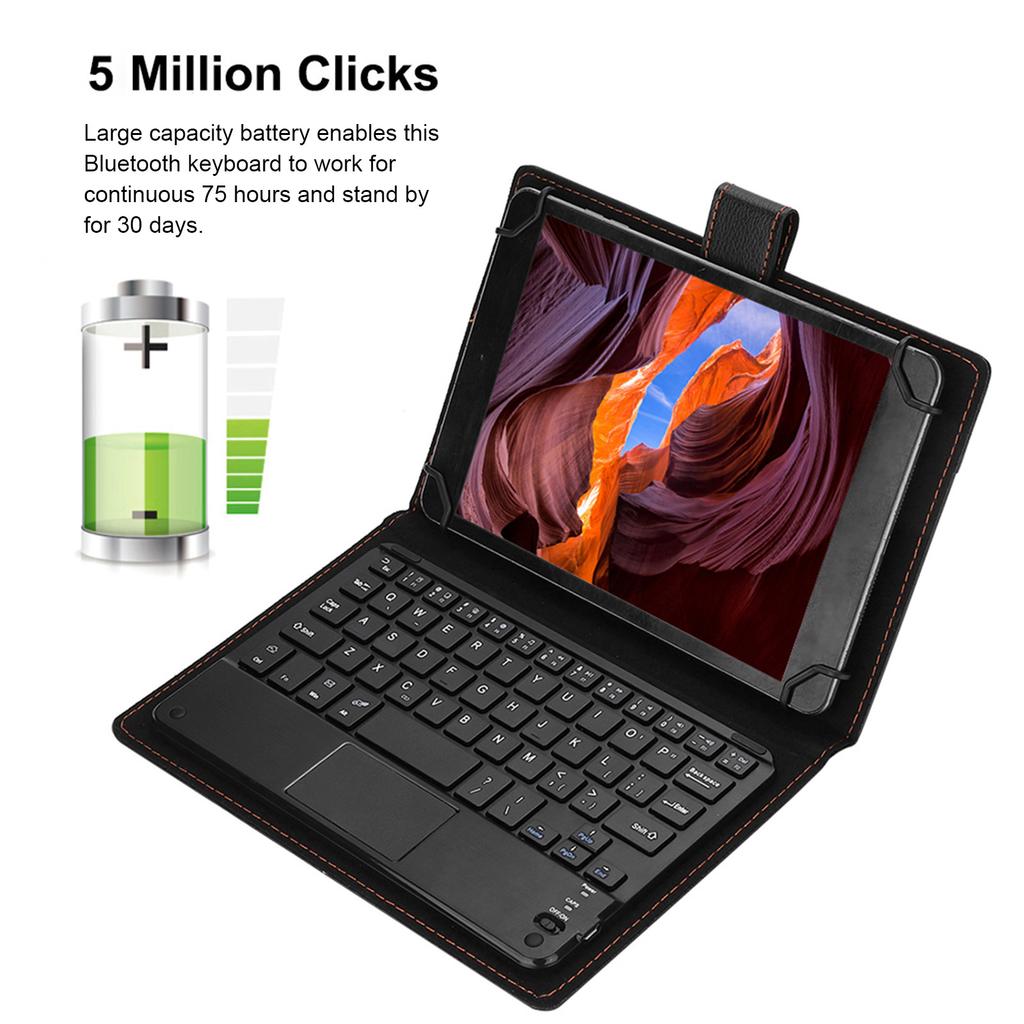 78in 75‑hour Working Bluetooth Touchpad Keyboard with Protective Case for AndroidiOSWindows