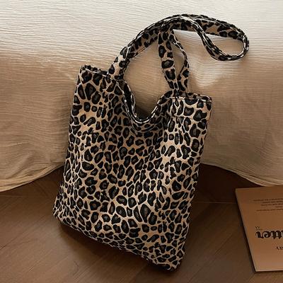 Large Capacity Tote Bag for Women New Leopard Print Tote Bag for Women Fashionable Simple One-shoulder Handheld Commuting Bag for Women