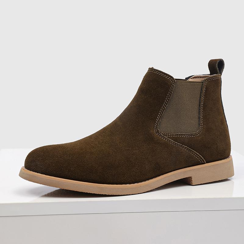 British Style High Top Shoes Hot-selling Men's Chelsea Boots Classic Leather Elastic Ankle Boots Outdoor Walking Business Shoes