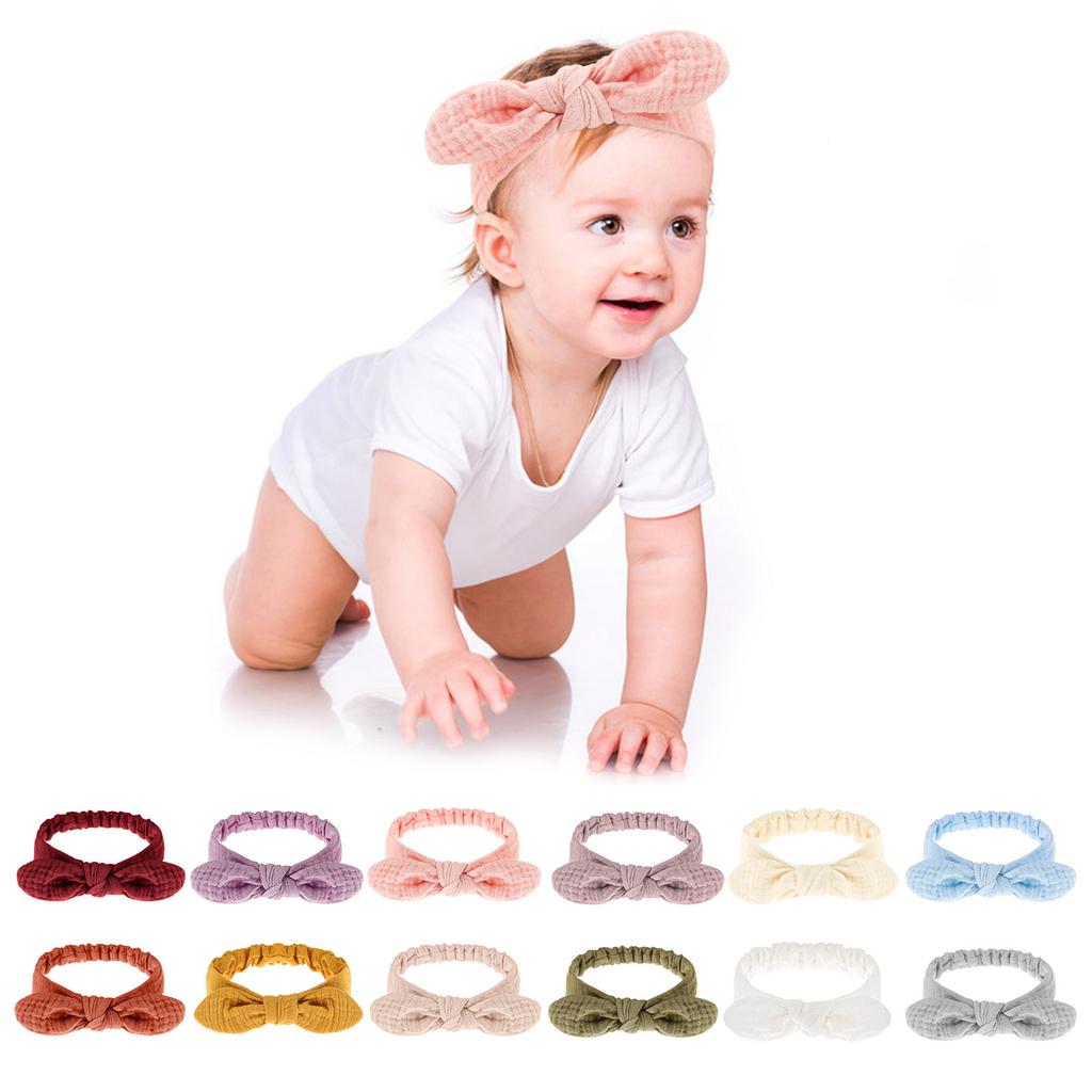 Baby Bow Headband for Boys Girl Breathable Cotton Bowknot Hair Bands Toddler Elastic Headdress Universal Turban Hairband