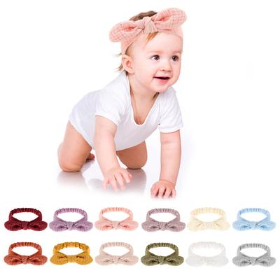 Baby Bow galvas saite zēniem Meiteņu elpojoša kokvilnas Bowknot matu lente Toddler Elastīga galvassega Universāla turbāna matu lente