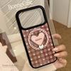 Vintage plaid gilt iphone17promax apple 16 mobile phone case 13 magnetic love bracket 15 for 14