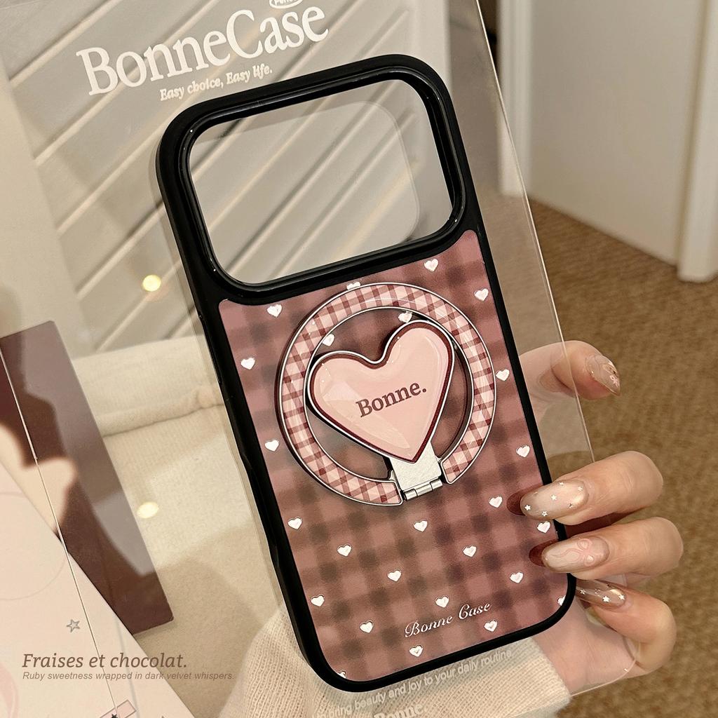 Vintage plaid gilt iphone17promax apple 16 mobile phone case 13 magnetic love bracket 15 for 14