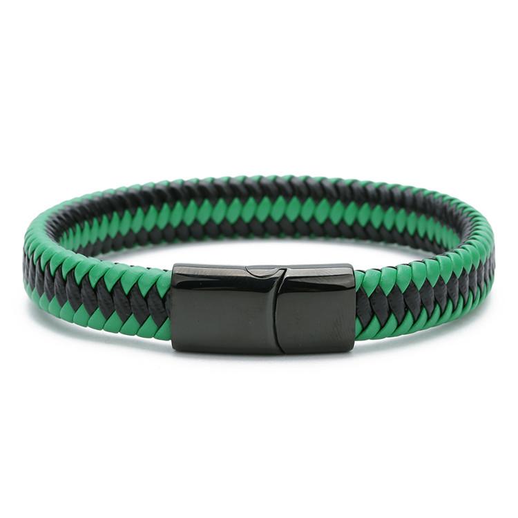 Trendy pánské šperky Červený pletený kožený náramek Černá magnetická přezka Náramky Punkový pánský náramek na zápěstí Pulsera Hombre Velkoobchod