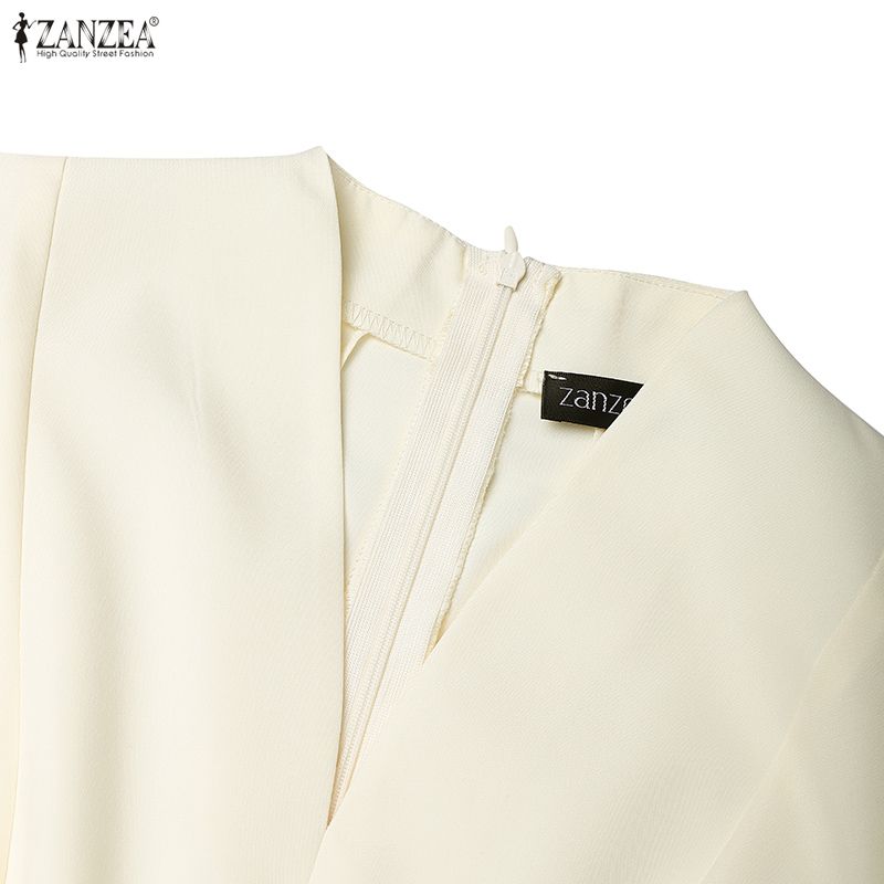 ZANZEA Women Elegant V-Neck Casual Short Sleeve Dress