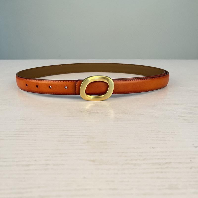 Leather Women'S Belt Simple Round Buckle Girls Belt With Jeans Casual Pants Belt Women'S