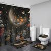 4Pcs Shower Curtain Set with Non-Slip Bath Mat, Toilet Lid Cover, Contour Rug & 12 Hooks, Bathroom