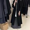 Womens Wool Blend Double-Sided Coat Mid-Length Loose Fit Korean Style Casual Overcoat With Notched Lapel Double Breasted