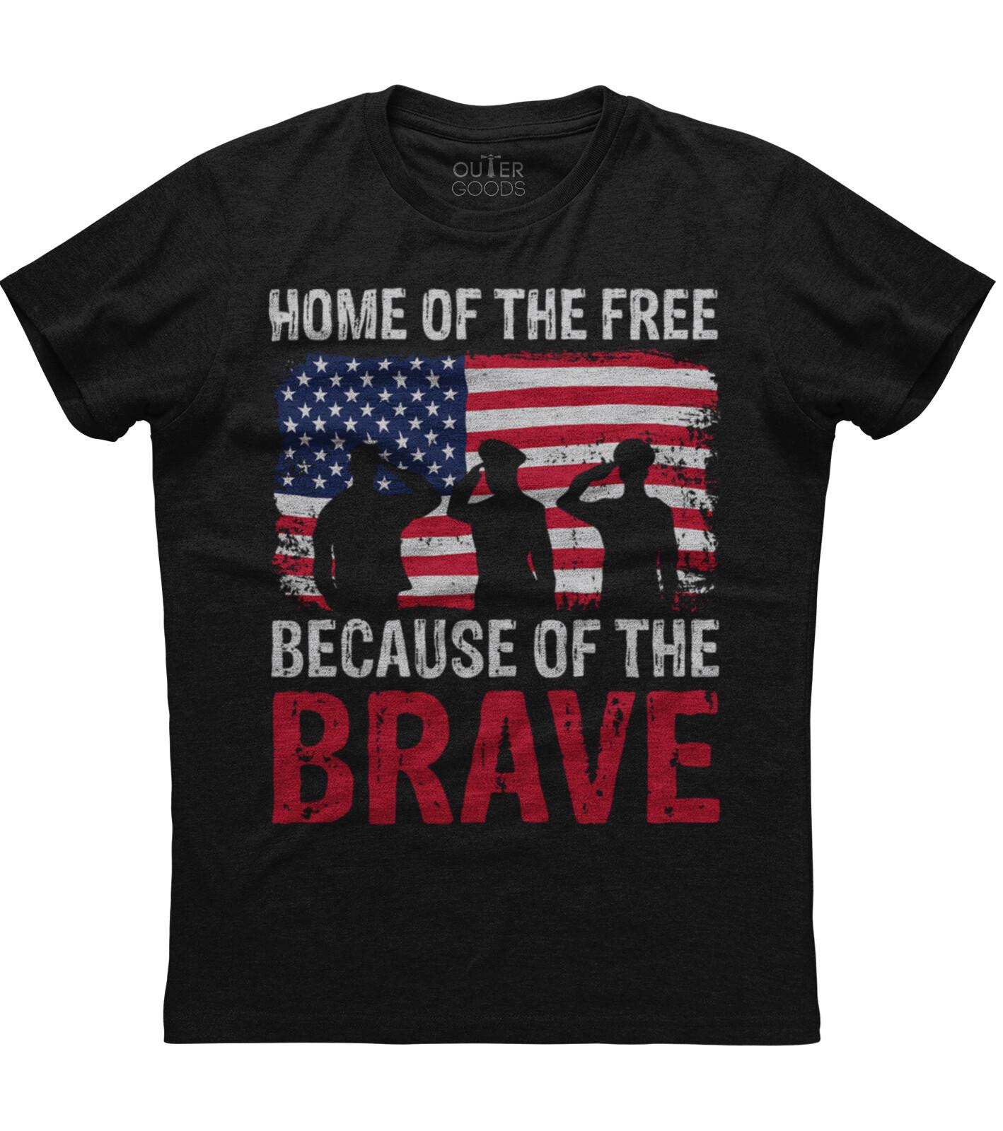 Home Of The Free Because Of The Brave Veterans Patriotic Unisex Black T-Shirt XXL