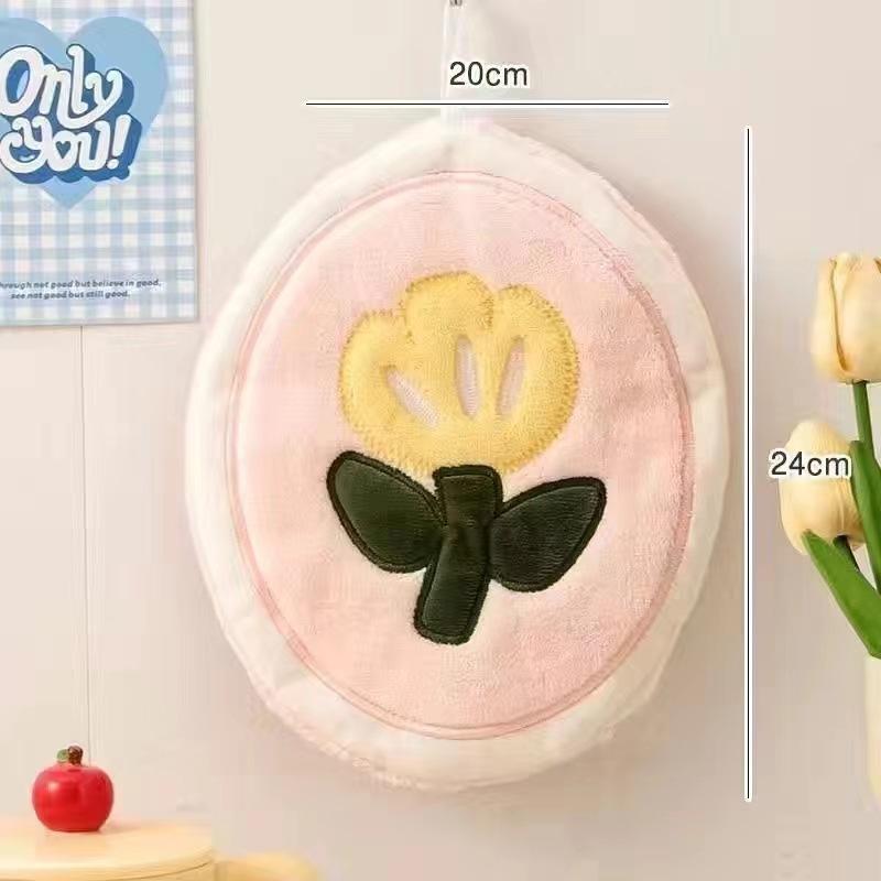 Coral Fleece Soft & Absorbent Hanging Hand Towel - Skin-Friendly for Home & Kitchen Cleaning