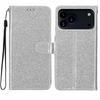 For iPhone 17 Pro Max Wallet Case Glitter Anti-Scratch Leather Stand Phone Cover with Strap
