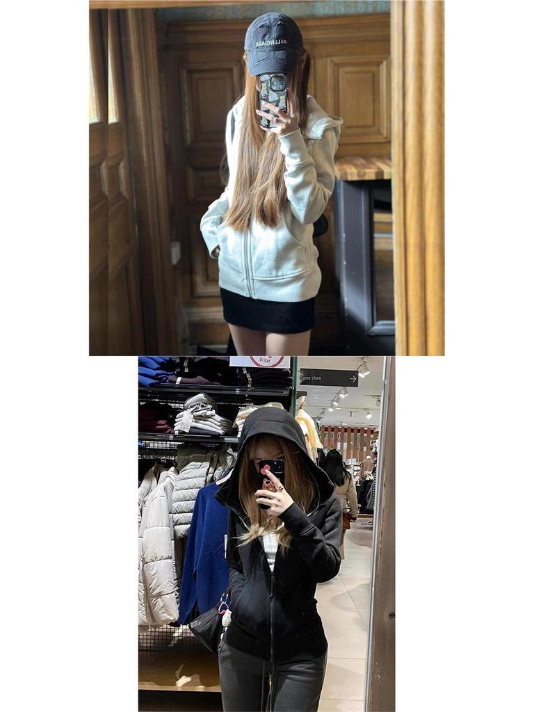 Women's Hooded Sweatshirt Jacket - Straight Shoulder, Fitted, for Spring and Autumn, Taiwan Design