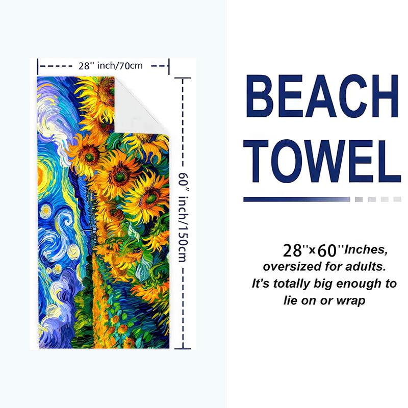Painting Art Print Beach Towel, Large Soft Quick Dry Towel for Beach Camping Swimming