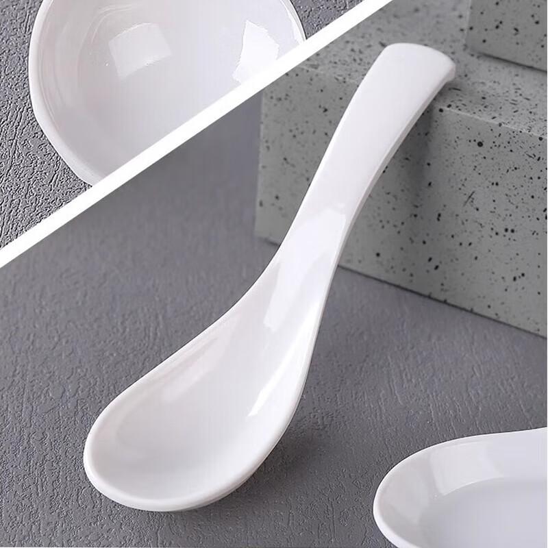 White Melamine Long-Handle Ramen Spoon