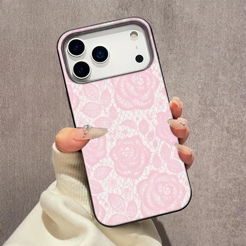 Lace Style Cool Girl Phone Case For iPhone 17 Pro Max 16 Pro 15 14 11 13 12 11 16E 17Air XR XS Lychee Textur Soft Cover