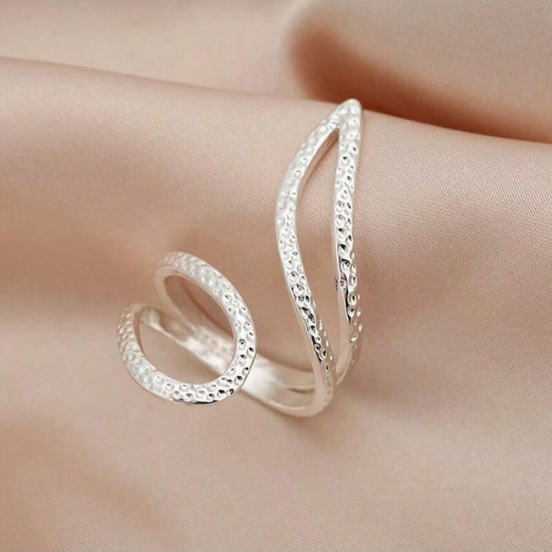Bohemian Style Women's Adjustable Hammered Texture Ring