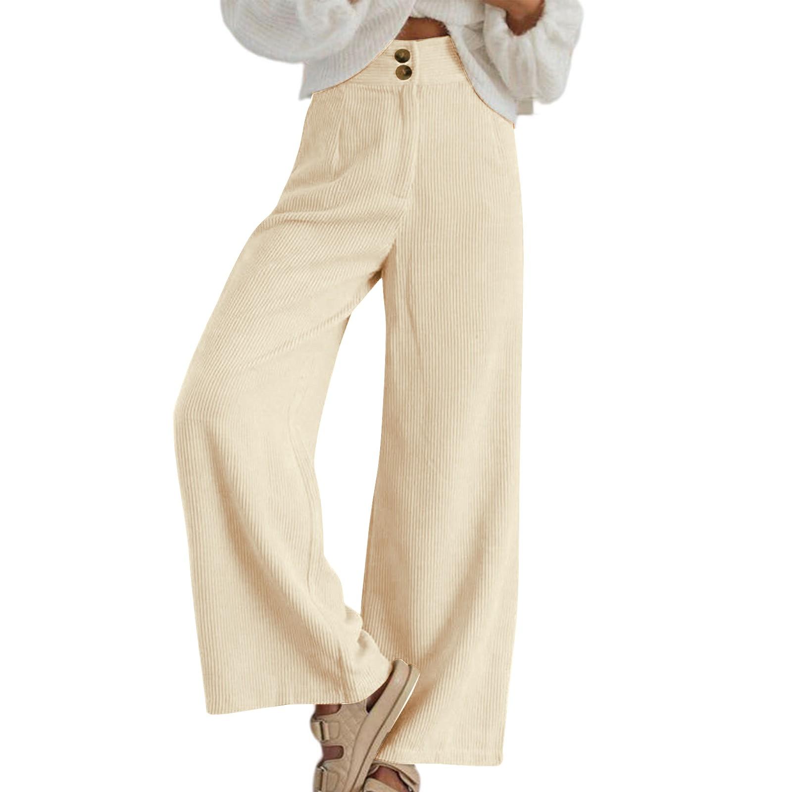 Женские вельветовые брюки, повседневные женские однотонные вельветовые свободные прямые брюки L