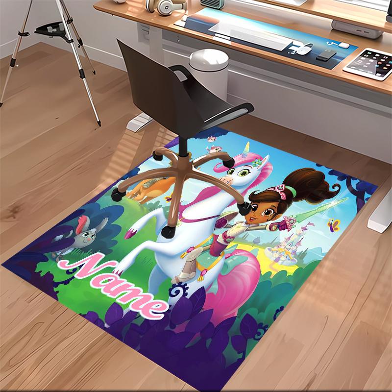 Custom personalization Nella the Princess Knight Print Area Rug - Soft, Washable Non-Slip Indoor Mat,Living Room,Home&Office Decorative Rug
