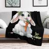 1PC Cute Animal White Rabbit Throw Thin Blanket Gifts for Couch Bed Car Home Camping for Bunny Dogs Panda Lovers all season use