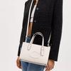 Coach Bolso de Hombro Cruzado Nina 25 con Cierre Magnético Piel de Ternera Refinada Bolso Mediano para Mujer Plata Chalk CR097-SVHA