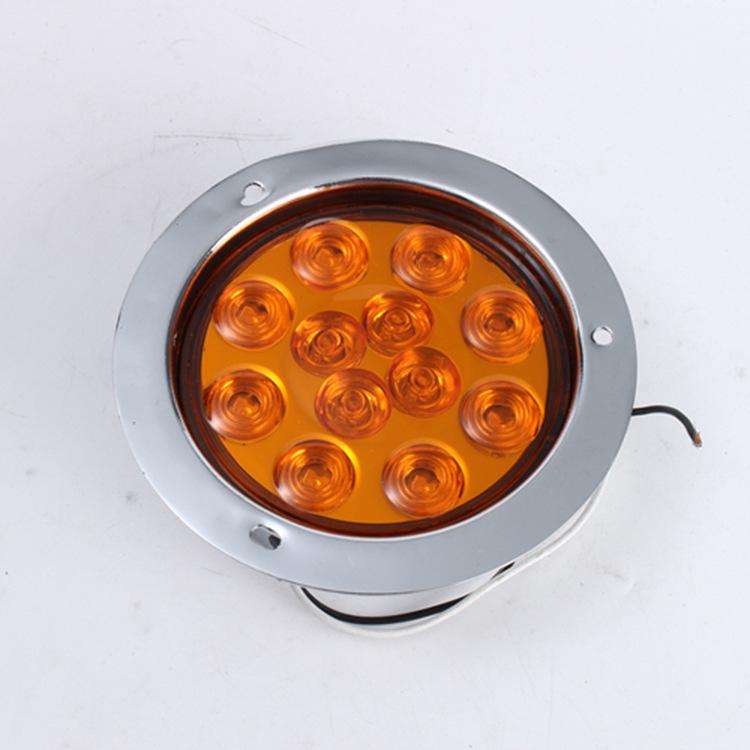 CIMC Truck Universal 12V-24V LED Tail Light: High Brightness Brake, Turn Signal & Running Light, Chrome-Plated Metal.