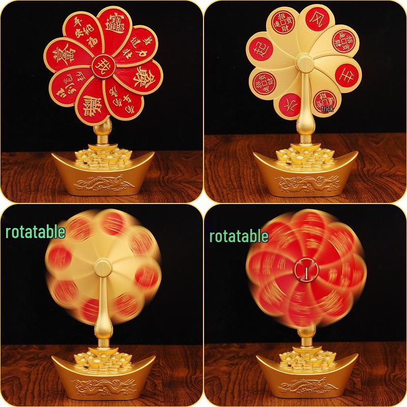 Golden Windmill Dragon Phoenix Metal Ornament